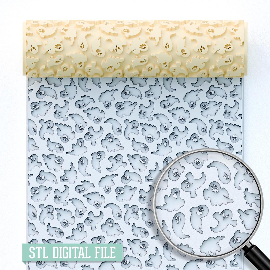 Halloween Ghost Texture Roller: Pottery & Clay Sculpting (digital STL ...