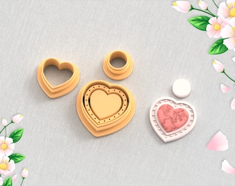 Heart Earring with Precious Stones B Clay Cutter, Earring Clay Cutter, 5 Sizes, STL Earring, Digital STL File