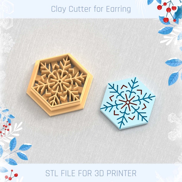 Winter Snowflake Clay Cutter, Winter Earring Cutters, Christmas Clay Cutters, 5 Sizes, STL Earring, Digital STL File