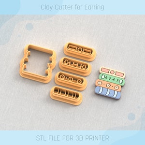 Book Stack Four Books Clay Cutter, Shelves Accessories, Bookshelf Clay Cutter, 3 Sizes, STL Earring, Digital STL File