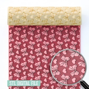 Valentine's Day Hearts and Bows Texture B Pottery Roller: Modeling & Sculpting STL File (Digital Download)