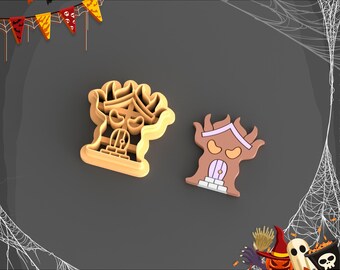 Creepy Tree House Clay Cutter: Halloween Earring STL File, 5 Sizes (Digital Download)