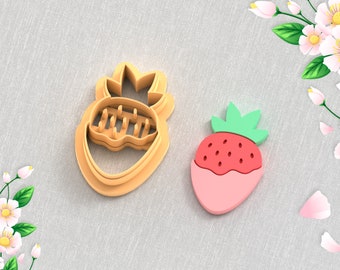 Strawberries in Chocolate Clay Cutter, Valentine's Day Clay Cutter, 6 Sizes, STL Earring, Digital STL File
