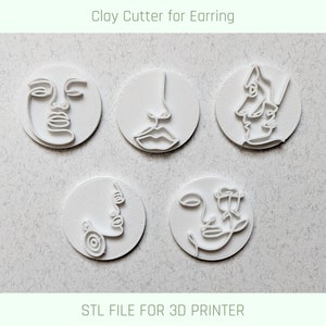 Gesicht Linie Stempel, Clay Cutter Stempel, STL Ohrring, digitale STL-Datei