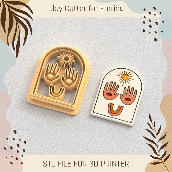 Boho Abstract Face Arch Clay Cutter, 5 Sizes, STL Earring, Digital STL File