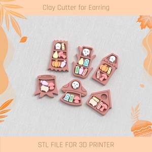 Herfstplanken Clay Cutter Set: STL-bestand herfstoorbel (digitale download, 5 maten)