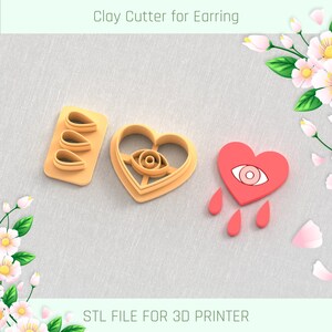 Anti Valentine's Day Heart Eye Clay Cutter: STL Earring File (Digital Download)