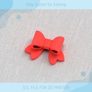 Könnte beinhalten: Roter Plastikschneider in Form einer Schleife zum Herstellen von Ohrringen. STL-Datei für 3D-Drucker.