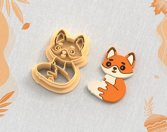 かわいいキツネの粘土カッター、動物のイヤリング粘土カッター、5 サイズ、STL イヤリング、デジタル STL ファイル