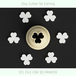 Clover Micro Clay Cutter, Mini Clay Tools, 3D Printer File, Digital Download