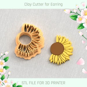 Puede incluir: Dos cortadores de arcilla impresos en 3D con forma de girasoles. Los cortadores están diseñados para hacer pendientes. ARCHIVO STL PARA IMPRESORA 3D.