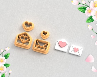Love Letter Clay Cutter: Valentine Earring STL File (6 Sizes)