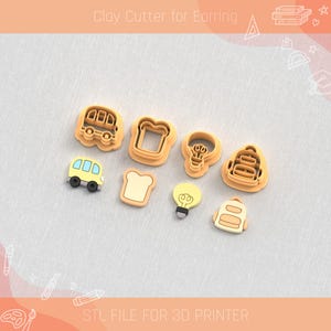 Mini School Clay Cutter-set: 6 maten, STL-oorbelbestand (digitale download)