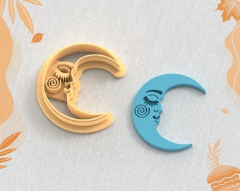 Boho Moon Clay Cutter, Autumn Clay Cutter, 5 Sizes, STL Earring, Digital STL File