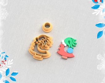 Kerstboom Grinch Hand Clay Cutter, winteroorbel uitstekers, kerst Clay uitstekers, 5 maten, STL-oorbel, digitaal STL-bestand
