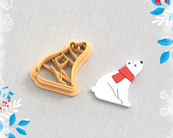 Christmas Polar Bear Clay Cutter, Winter Earring Cutters, Christmas Clay Cutters, 5 Sizes, STL Earring, Digital STL File
