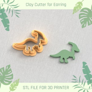 Parasaurolophus Dinosaur Clay Cutter, Dino Clay Cutter, 6 Sizes, STL Earring, Digital STL File