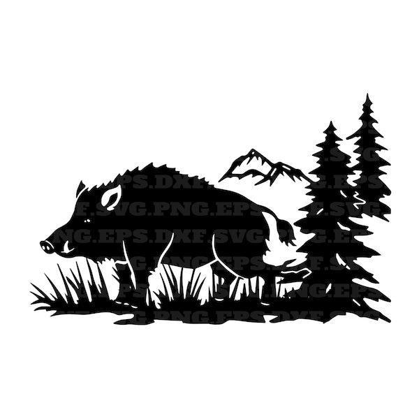 Wildschwein-Svg, Jagd-Svg, PNG und SVG, PNG-Dateien, sofortiger Download, Vektordateien, Jagd-Svg, Berg-Svg