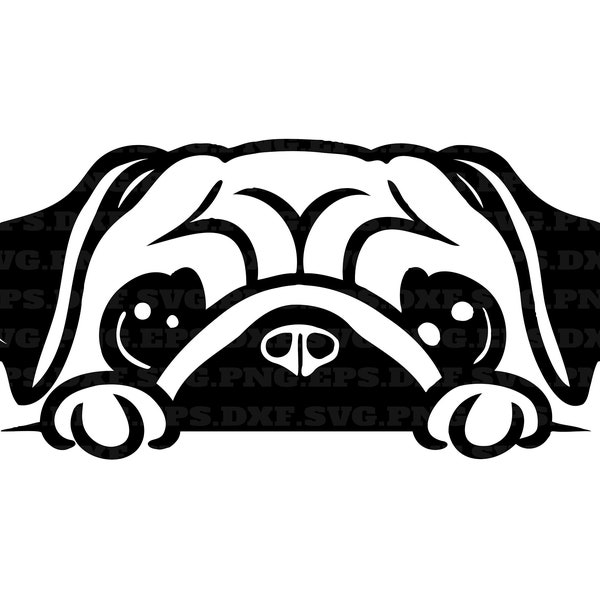 pug, peeking dogs svg, png cut files, dog svg, png and svg, png files, instant download, digital clipart
