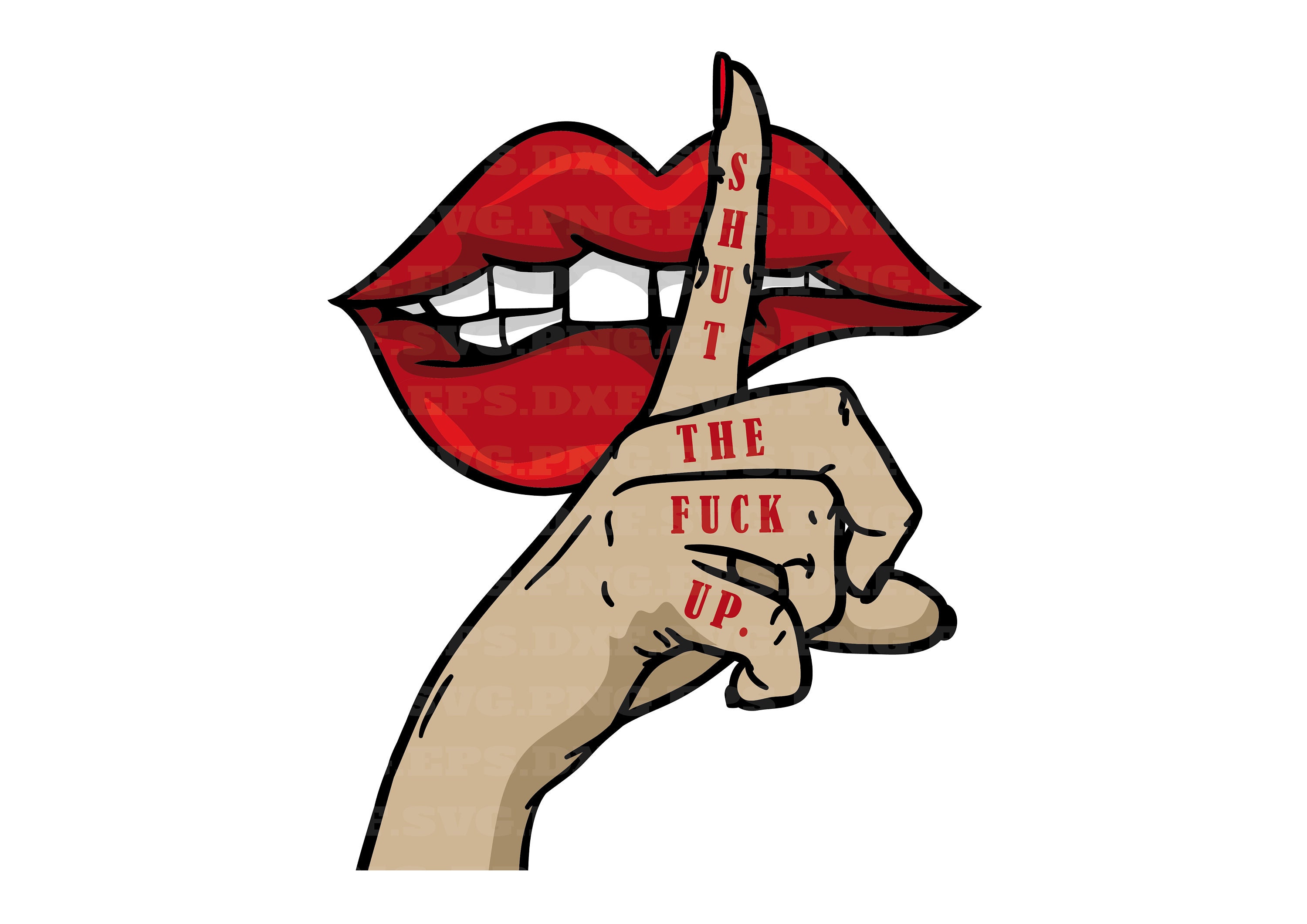 Finger On Lips Shhh Black And White Lips Svg Middle Finger Shut the Fck up Gesture Shhh Bite | Etsy