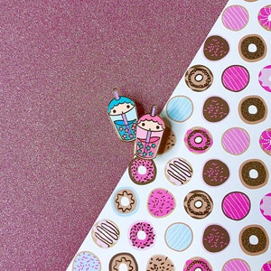 Bubble Tea Twins - 1.5” Gold Plated Hard Enamel Pin