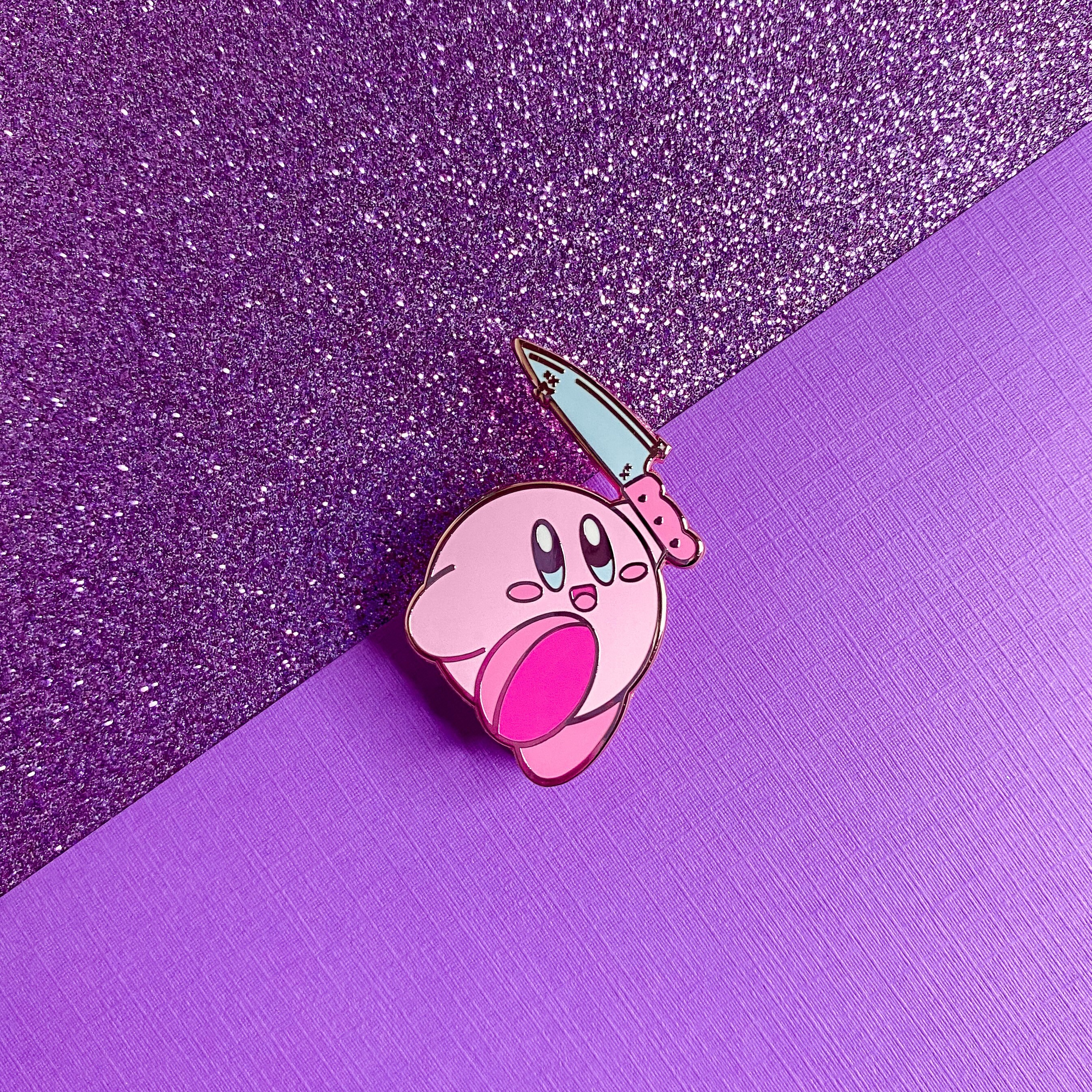 Knife Poyo V2 - 1.75" Rose Gold Hard Enamel Pin