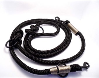 Dog leash three-way adjustable black