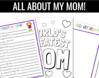 All About My Mom INSTANT DOWNLOAD | |Kids Mothers Day | Mom Gift | Mother's Day Questionnaire | Birthday gift for Mom | Fill in the blank