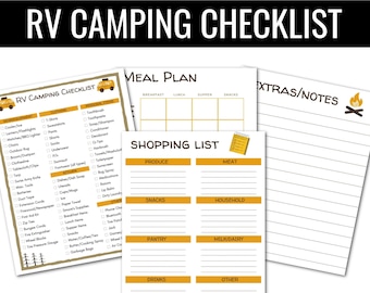 RV Camping List,Camping List,Camping Planner,RV Camping Planner,RV Camper Planner,Family Camping Planner,Camper Packing List,Printable
