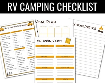 RV Camping List,Camping List,Camping Planner,RV Camping Planner,RV Camper Planner,Family Camping Planner,Camper Packing List,Printable