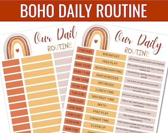 BOHO DAILY SCHEDULE Printable,Toddler Schedule,Daily Schedule for Kids,Kids Schedule,Family Planner Printable,Daily Planner,Daily Routine