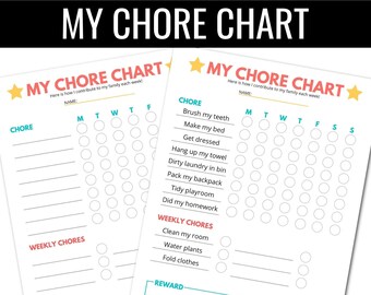 EDITABLE Kids Chore Chart,PRINTABLE Kids Chore Chart,Daily Routine,Child Responsibility Chart, Reward Chart,Toddler Reward Chart,Checklist