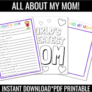 Alles over mijn moeder INSTANT DOWNLOAD | |Kindermoederdag | Moeder cadeau | Moederdagvragenlijst | Verjaardagscadeau voor mama | Vul de blanco in