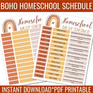 BOHO HOMESCHOOL SCHEDULE Printable,Homeschool Planner Schedule,Daily Schedule for Kids,Kids Schedule,Family Planner Printable,Daily Planner,