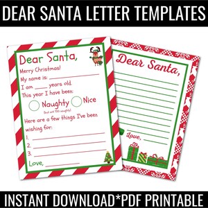 Printable Letter to Santa Claus, Dear Santa Letter Template, Santa Claus Christmas Letter, Letter to Santa Printable, Dear Santa Letter