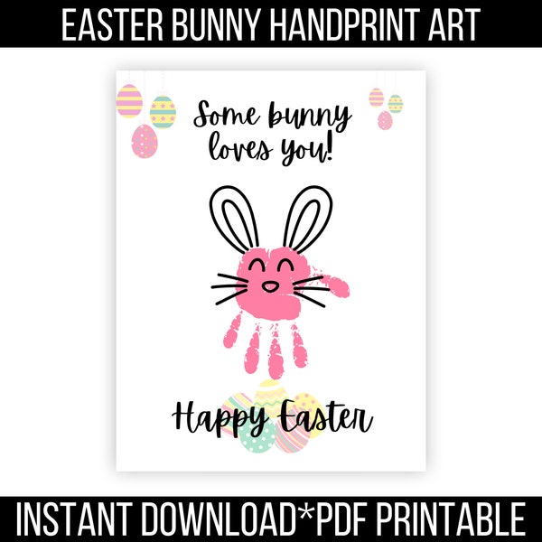 Easter Bunny Handprint Craft Printable for Kids