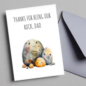 Druckbare Vatertagskarte | Glückliche Vatertagskarte | Niedliche Karte für Papa | "Danke, dass du unser Rock bist" | Nachdenkliche Vatertagskarte