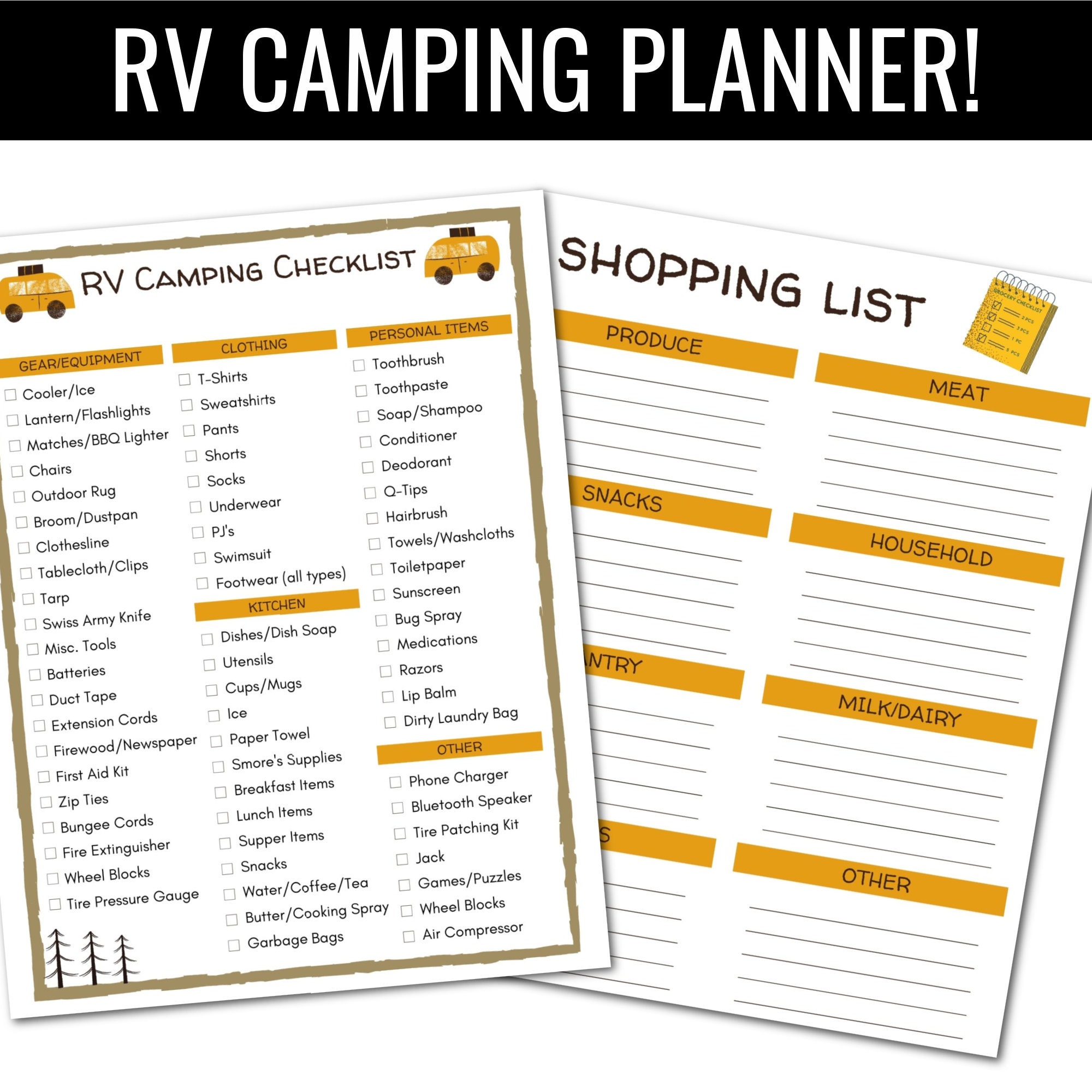 RV Camping List,camping List,camping Planner,rv Camping Planner,rv