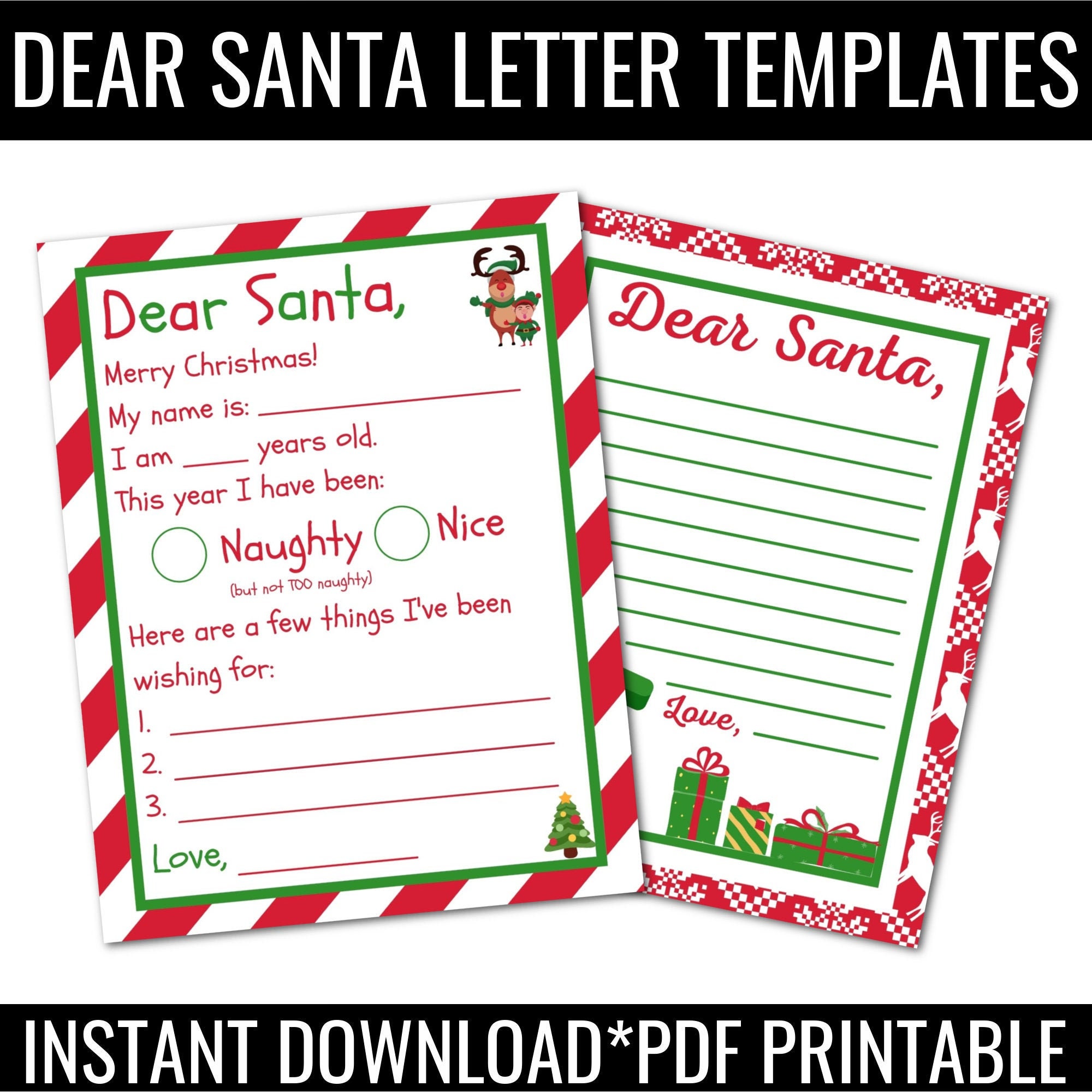 Printable Letter to Santa Claus, Dear Santa Letter Template, Santa Claus Christmas Letter, Letter to Santa Printable, Dear Santa Letter