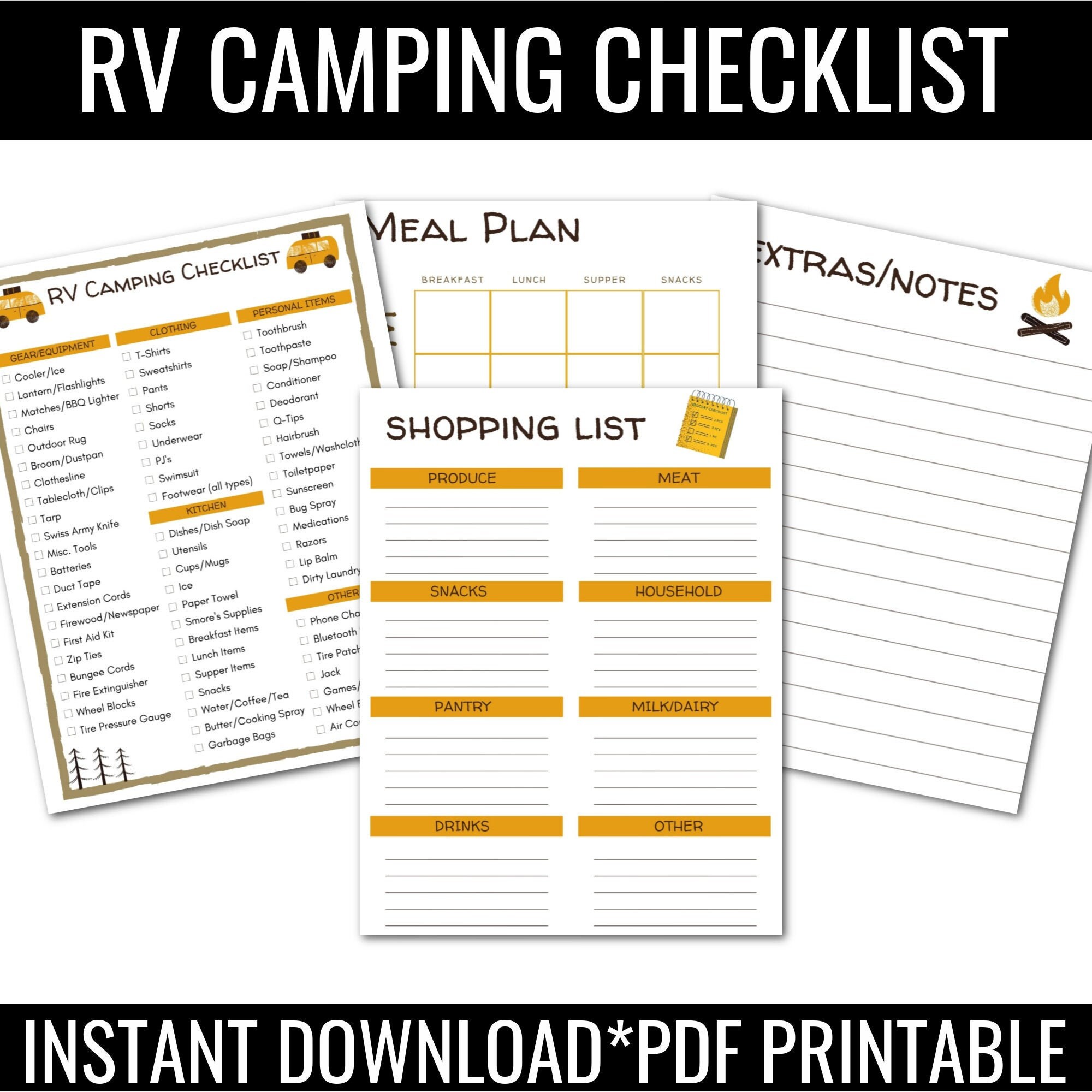 RV Camping List,camping List,camping Planner,rv Camping Planner,rv