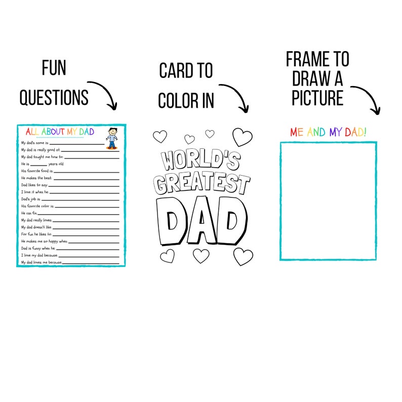 FATHER'S DAY GIFT | All About My Dad Printable | |kids Fathers Day ...