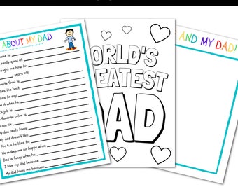 FATHER'S DAY Gift | All About My Dad INSTANT Download | |Kids Fathers Day | Dad Gift | Father's Day Questionnaire | Father's Day Card