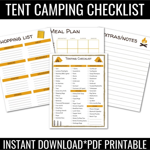 Tent Camping ListCamping ListCamping PlannerTent Camping