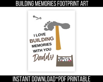 Fathers Day Footprint Craft Printable, Building Memories, Handprint Art
