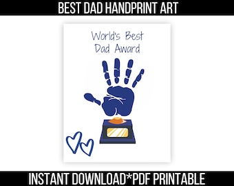 Fathers Day Handprint Craft Printable for Kids, Worlds Best Dad Award