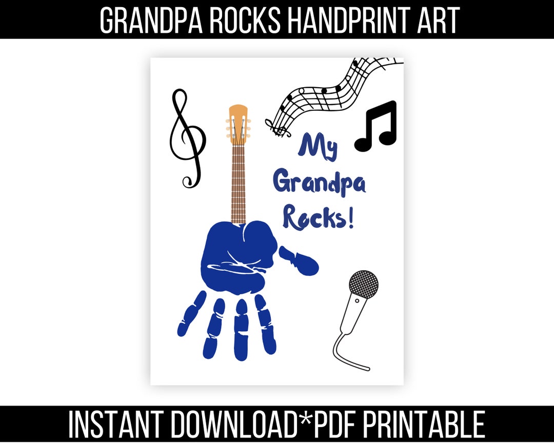My Grandpa Rocks Handprint Craft for Fathers Day or Grandparents Day - Etsy