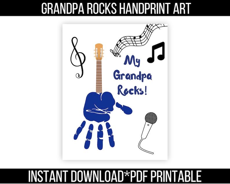 My Grandpa Rocks Handprint Craft for Fathers Day or Grandparents Day - Etsy