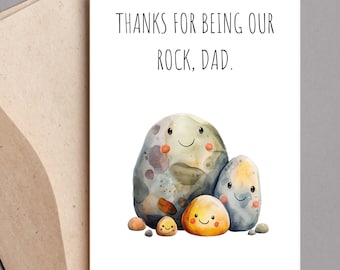 Handmade Physical Father's Day Card  | Cute Card For Dad | "Thanks for being our rock" | Thoughtful Father's Day Card