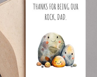 Handgemaakte fysieke Vaderdagkaart | Leuke kaart voor papa | "Bedankt dat je onze rots in de branding bent" | Bedachtzame Vaderdagkaart | Leuke vaderkaart