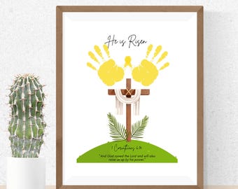 He Is Risen Easter Handprint Craft for Kids | Printable | Instant Download